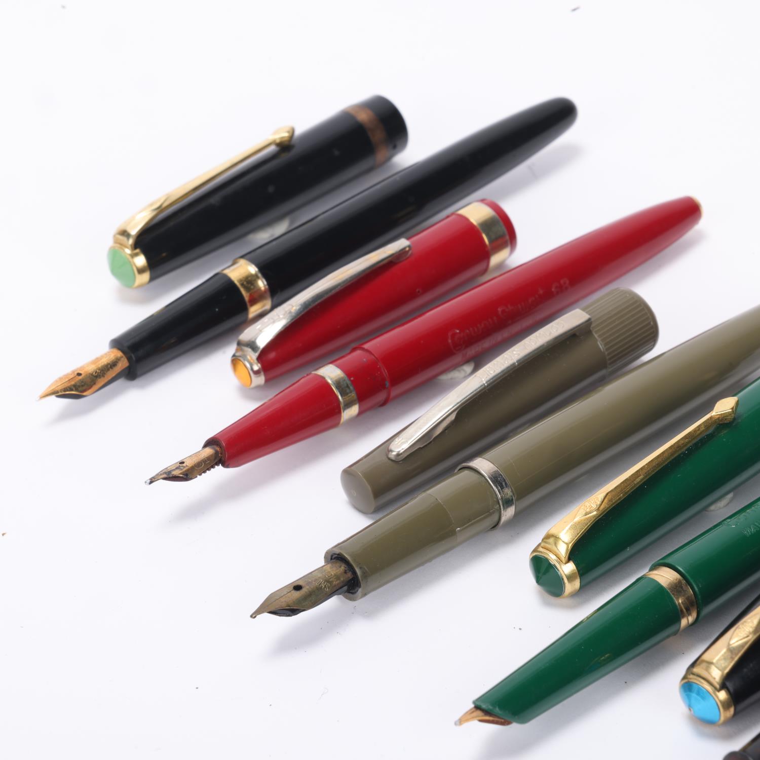 6 vintage Conway Stewart fountain pens, 3 with 14ct gold nibs, includes lever fill "Italic" , " - Image 3 of 4