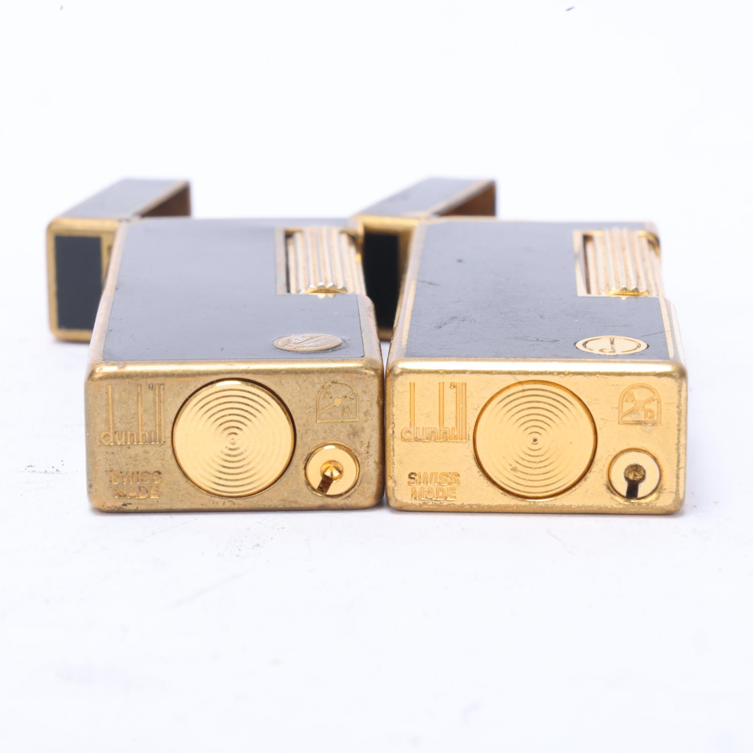 2 vintage Dunhill Rollagas lighters, gold plated and black lacquer bodies, makers marks to base, - Image 3 of 4