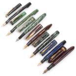 7 vintage fountain pens mid 20th century, including The Nova, 3 x National Security, Ritewell,