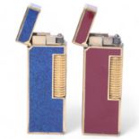 2 vintage Dunhill Rollagas lighters, gold plated and lacquer bodies, makers marks to base, length