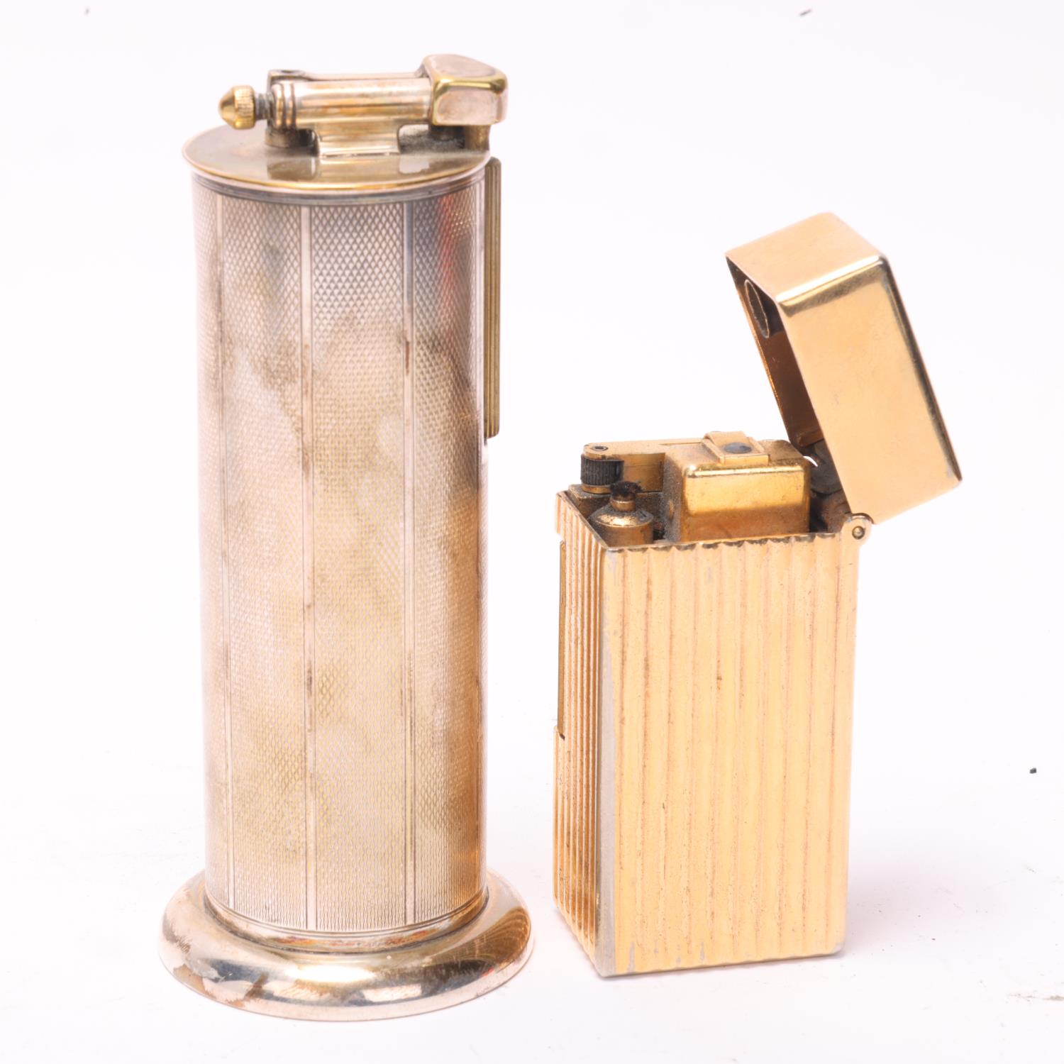 2 vintage Parker desk lighters, silver plater Roller Beacon and gilded table lighter, both with - Bild 2 aus 4