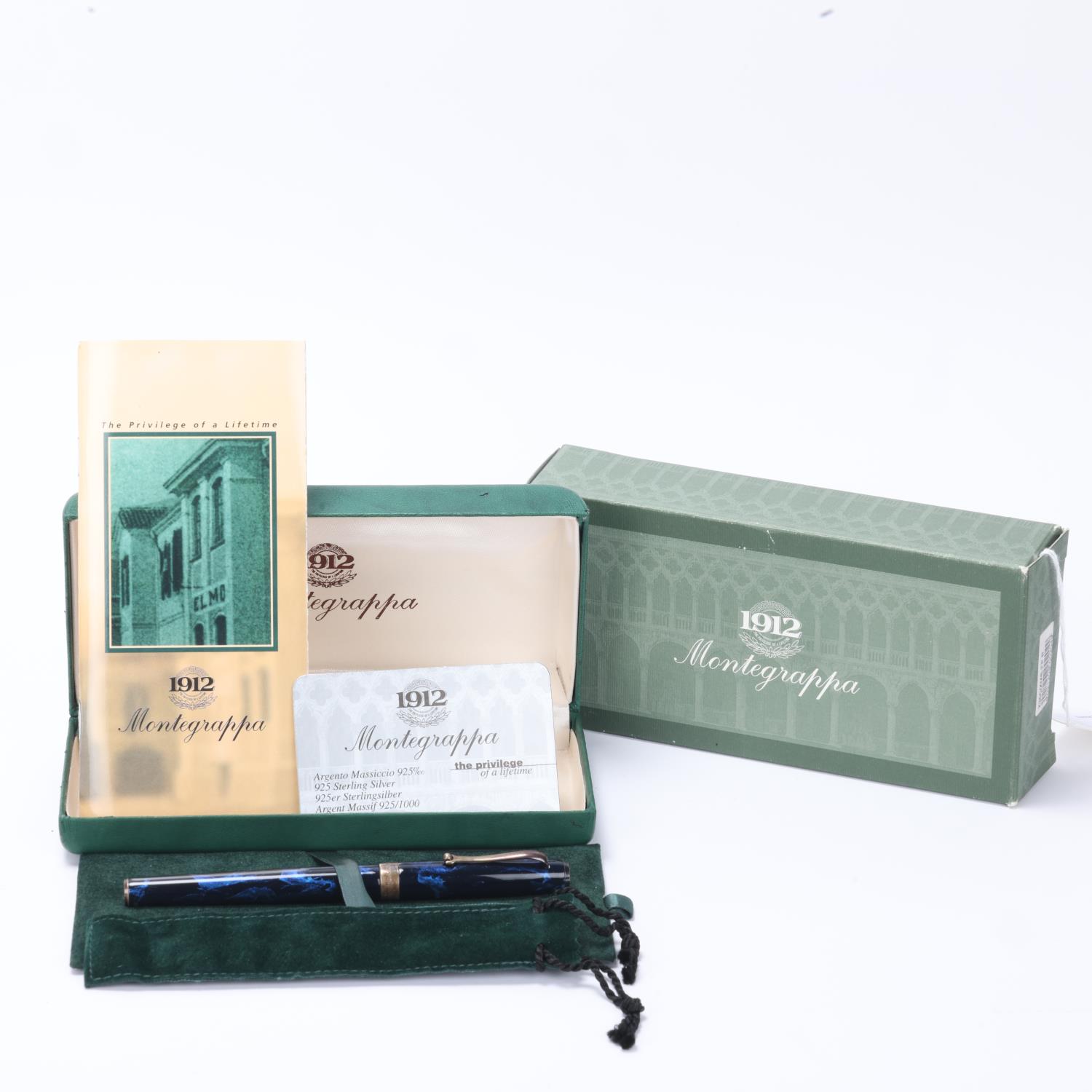 A Montegrappa fountain pen, model Z300/XMB-FP B, marble blue resin body with 18ct gold M nib and - Bild 4 aus 4