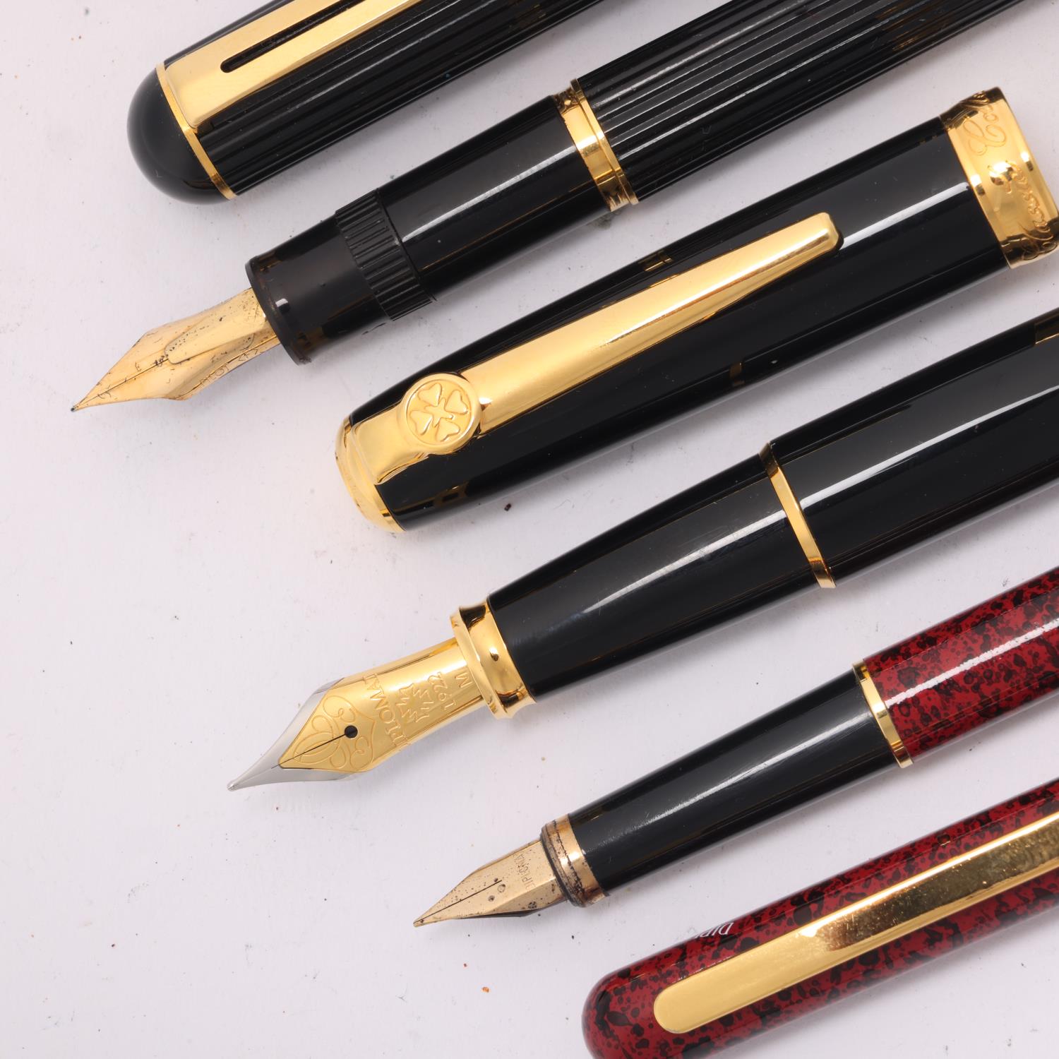 3 late 20th century fountain pens, a Pilot ridged black pen with 14ct F nib, A black Diplomat - Image 2 of 4