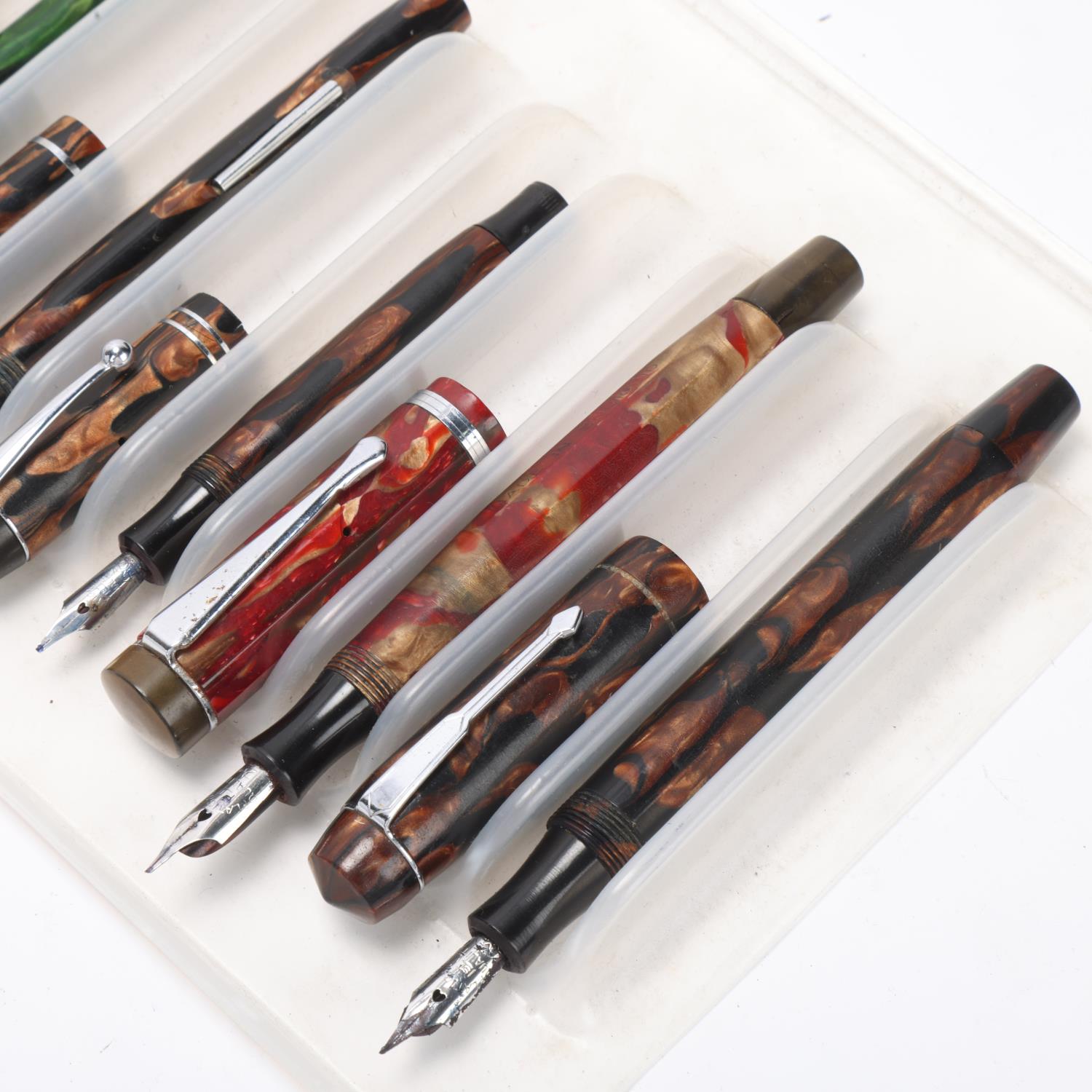 8 vintage Platignum fountain pens, including models, Italic, Slim Pen, Golden, De Luxe, Petite All - Bild 2 aus 4