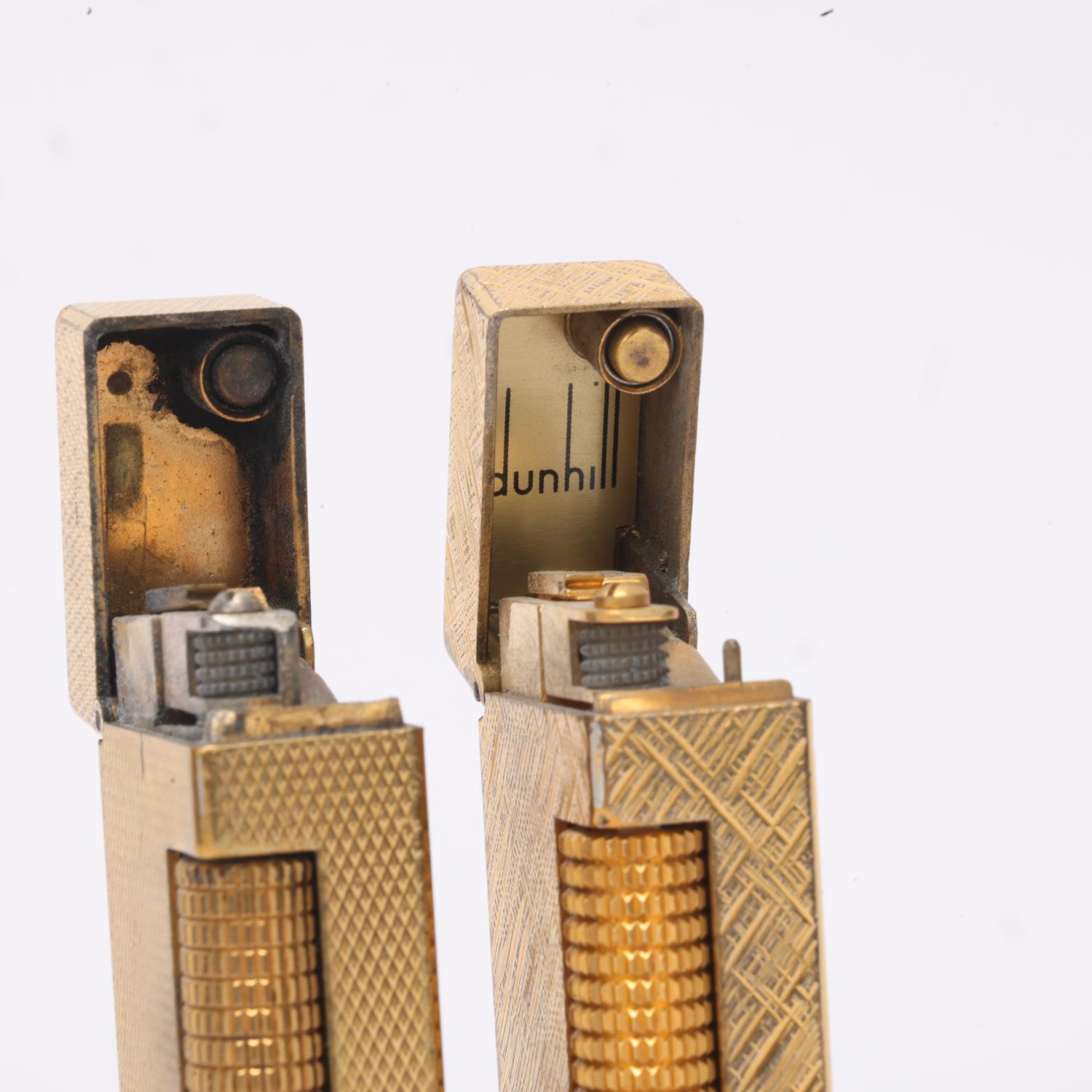 2 vintage Dunhill gold plated Rollagas lighters, makers marks to base, length 6.3cm Both appear in - Bild 3 aus 4