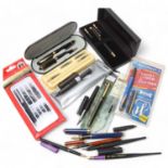A collection of late late 20th early 21st century pens, including Cross, 2 x Lamy, Ronson,