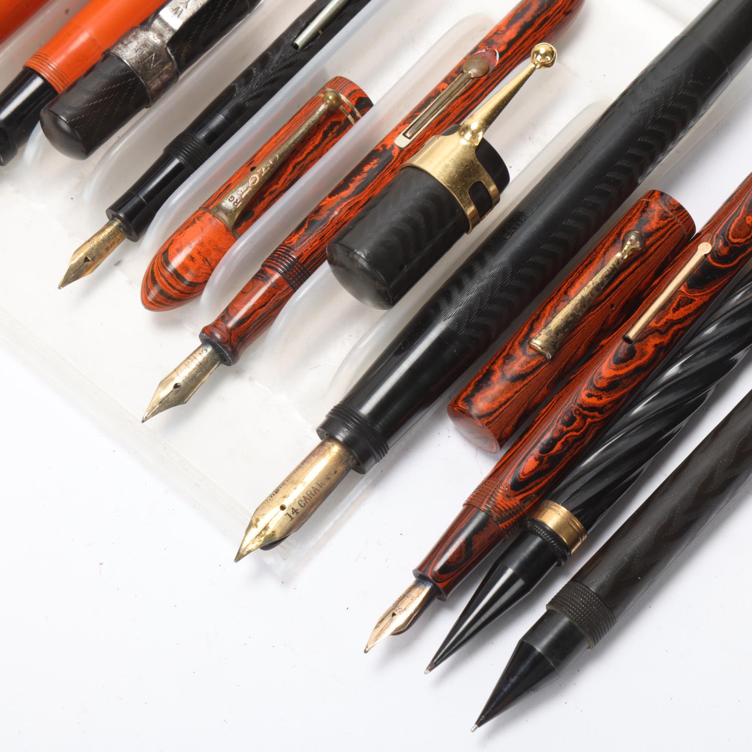 9 early 20th century fountain pens, including 2 styrographic pens -A&NCS"The Giant Imperator"and - Image 2 of 4