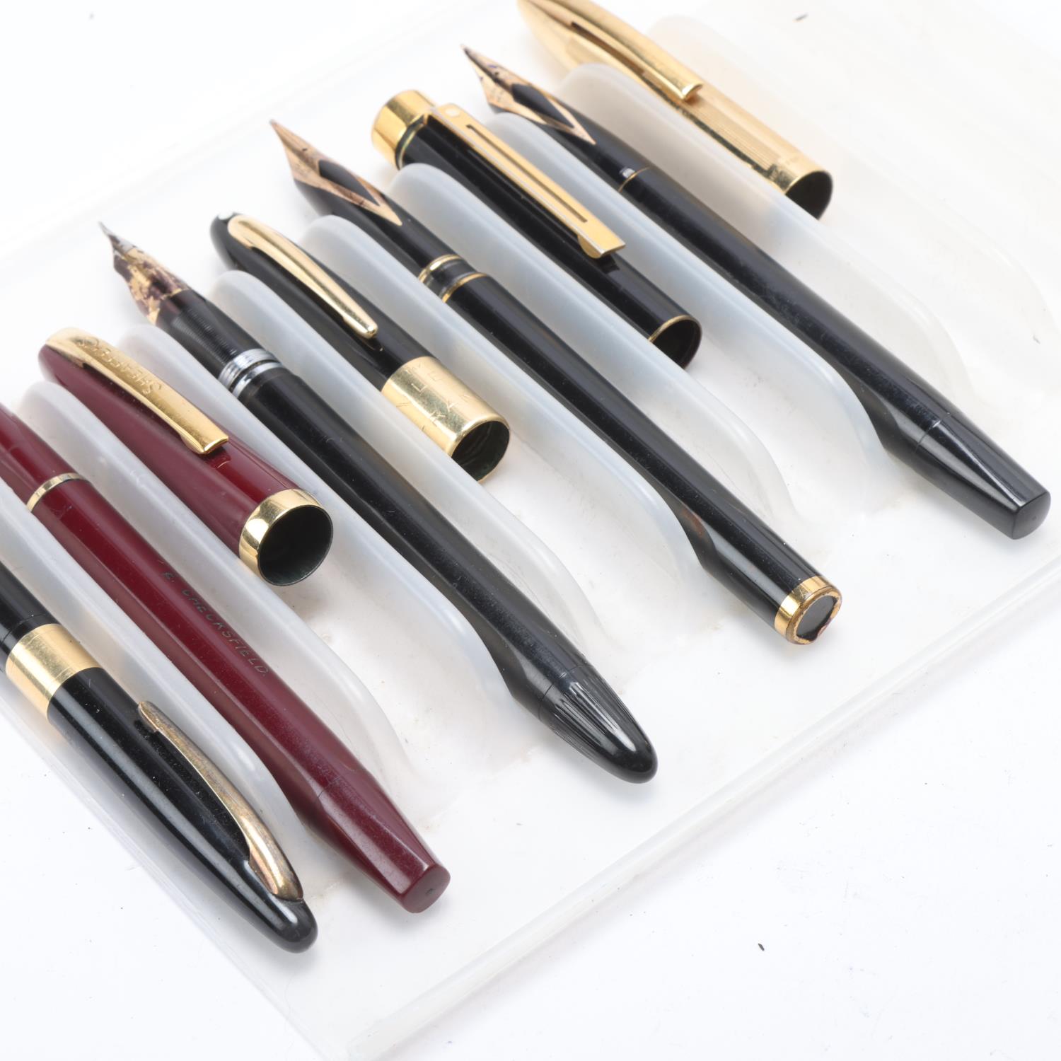 4 vintage Sheaffer fountain pens and a Schaffer's 500 pencil, all pens with 14k nib, 1 pen with - Image 3 of 4