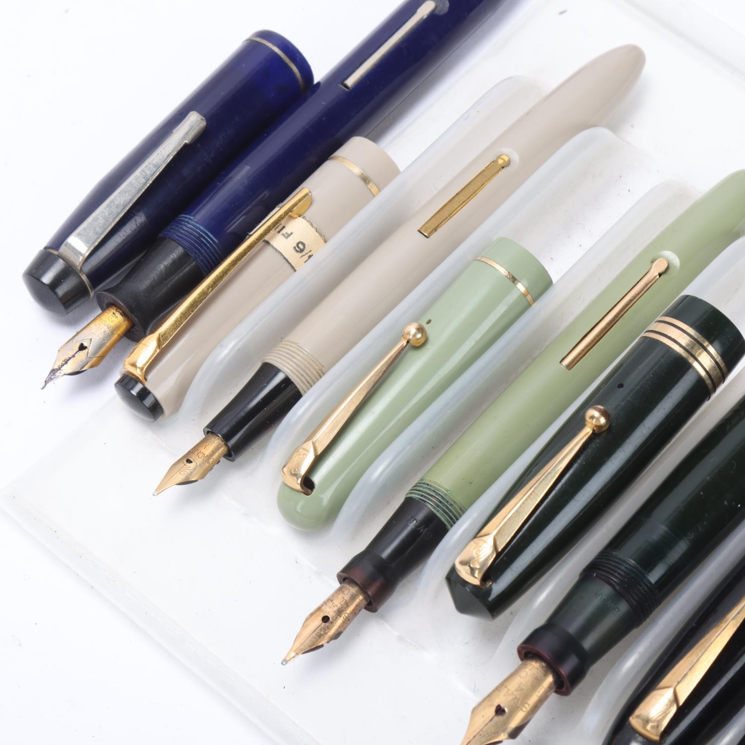9 vintage Mabie, Tobb & Co / Sawn fountain pens, early/mid 20th century, models include, - Image 3 of 4