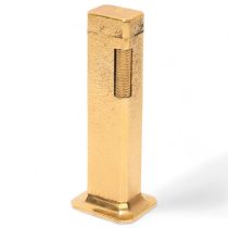 A vintage Dunhill Tallboy table lighter, gold plated with Dunhill, Made in England to base, height
