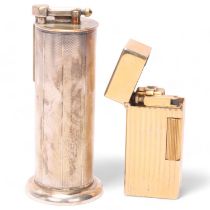 2 vintage Parker desk lighters, silver plater Roller Beacon and gilded table lighter, both with