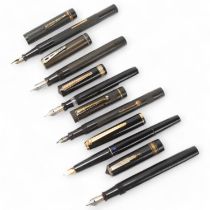 6 vintage fountain pens early to mid 20th century, including Orium Major, Pelikan, Diamond,