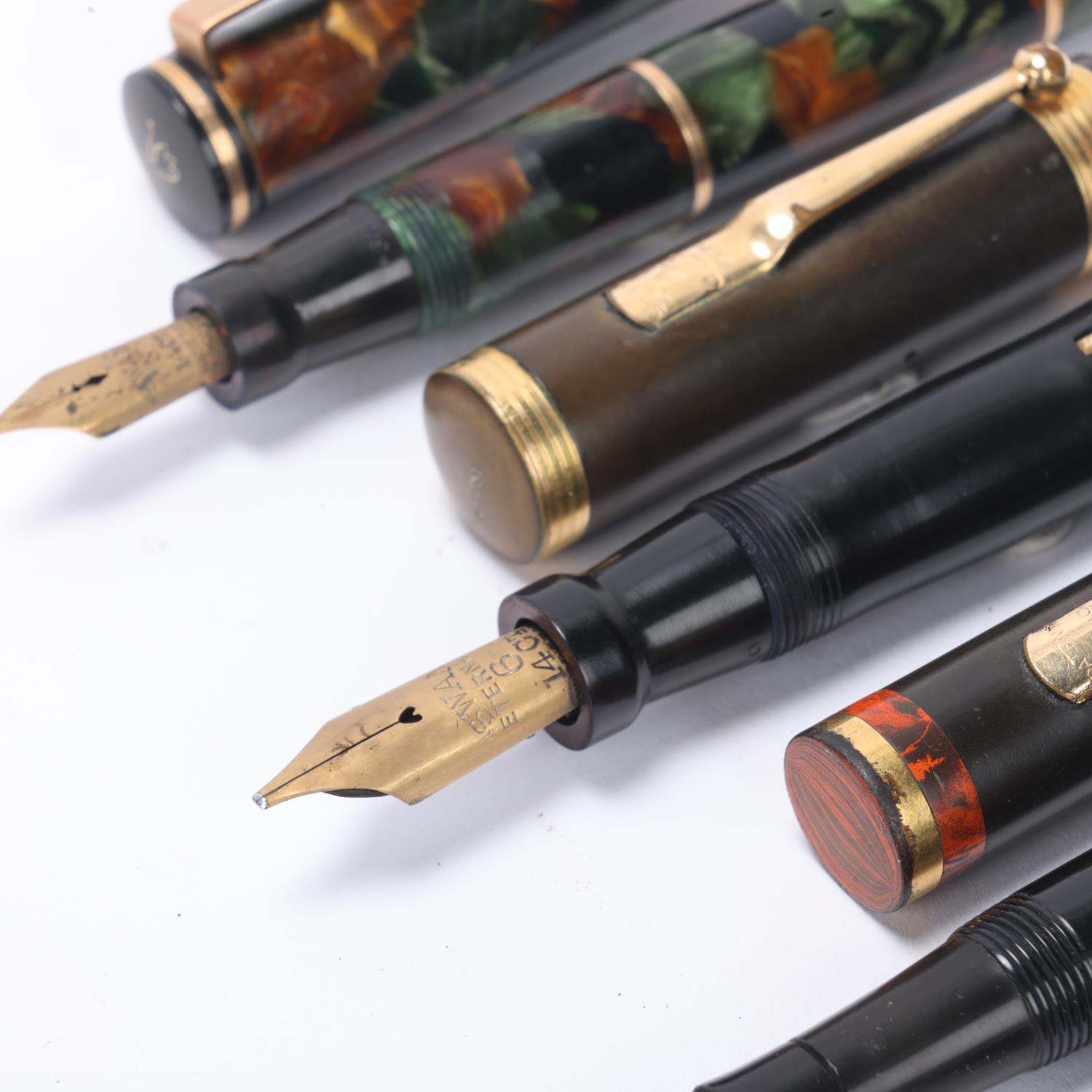 6 vintage Mabie, Todd & Co / Swan fountain pens, models include, Leverless, Self-Filler, Eternal, - Image 4 of 4