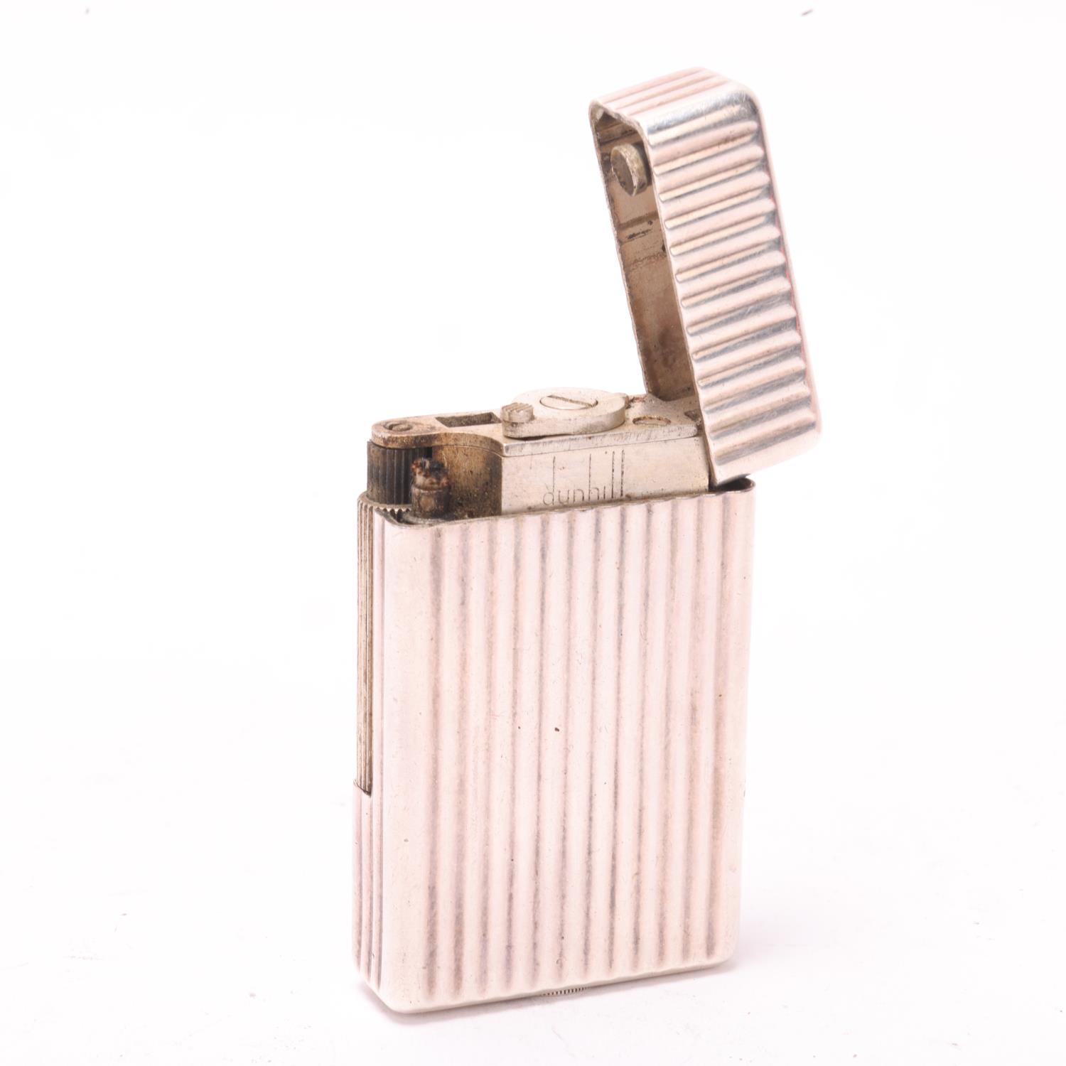 A vintage 1940s' Dunhill silver plated lighter, Design No 855346, engraved to top with cross - Bild 2 aus 4