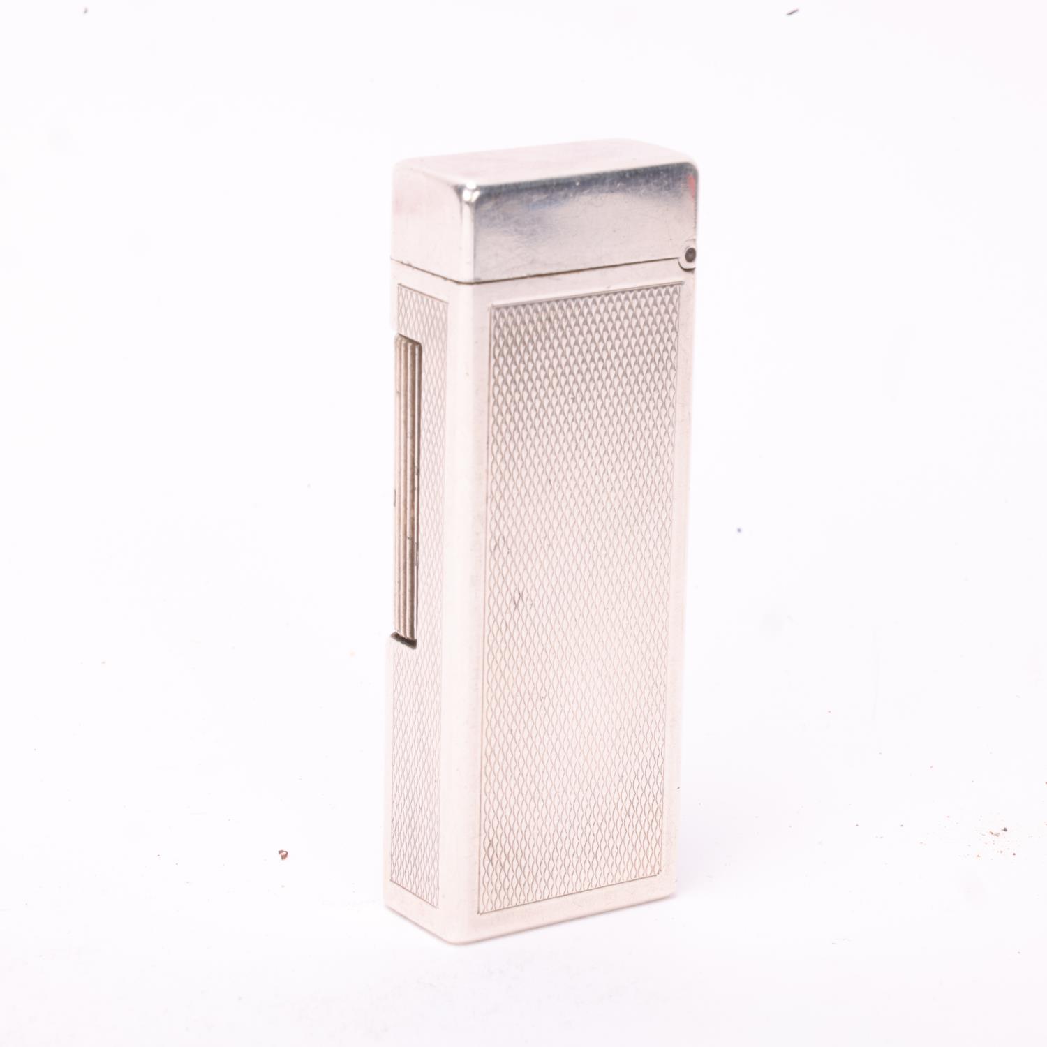 A vintage Dunhill silver plated Rollagas lighter, with unusual automatic flip-top mechanism, - Bild 2 aus 4