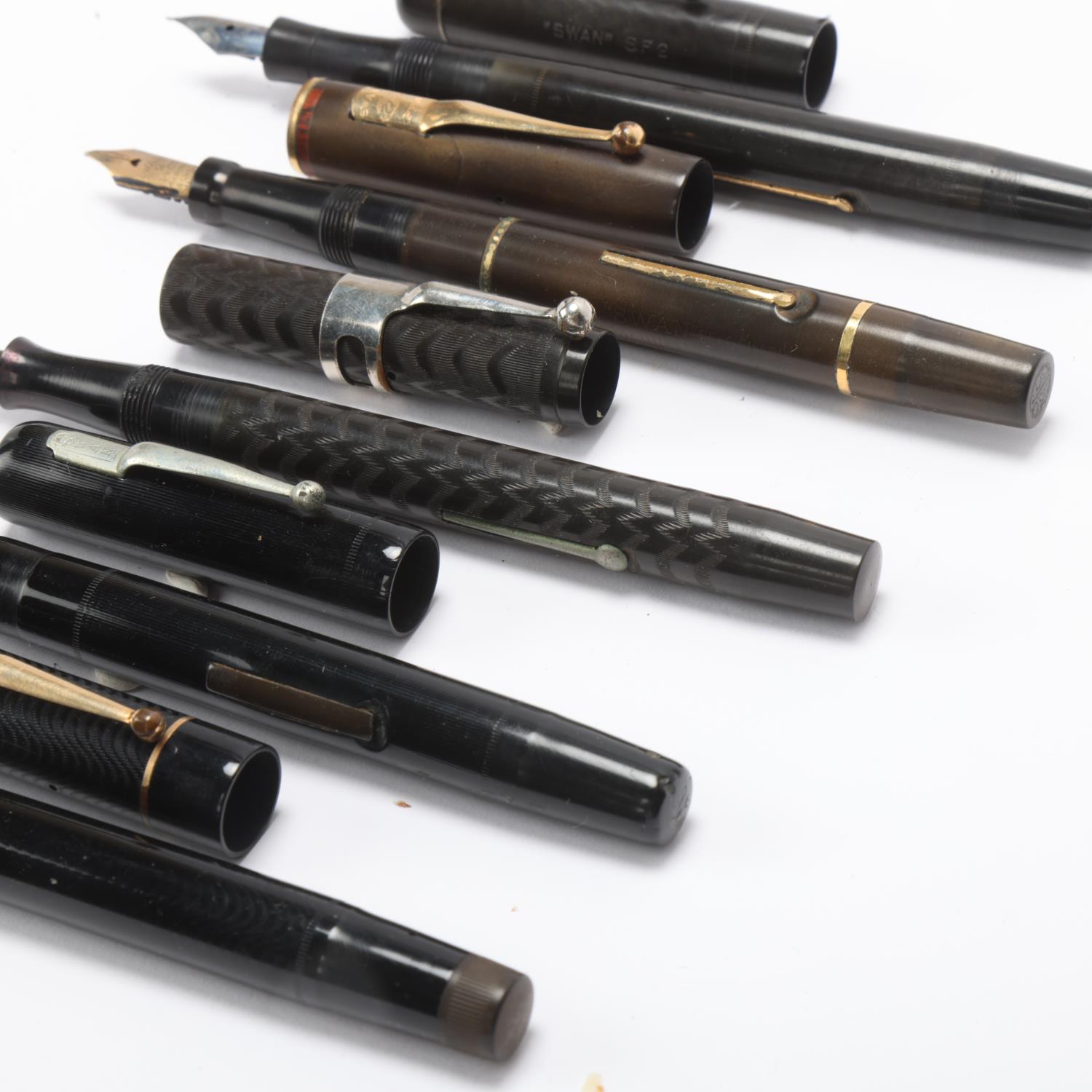 5 early 20th century fountain pens, Mabie, Todd & Co / Swan, 4 lever fill, models include, Minor - Image 3 of 4