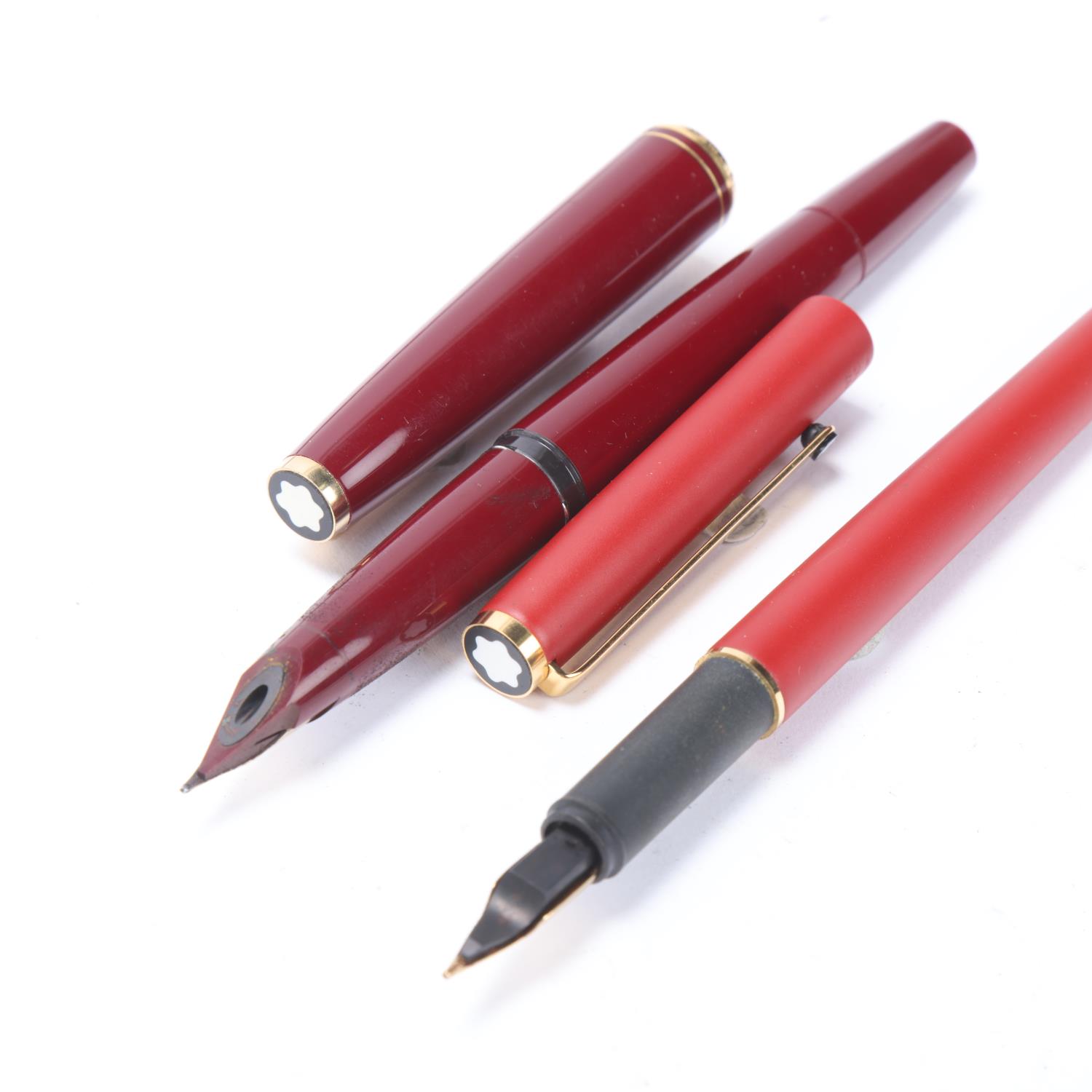 A 1970s' Montblanc 221 piston fill fountain pen, with burgundy resin body and gilt metal trim, 14ct - Image 4 of 4