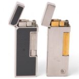 2 vintage Dunhill Rollagas lighters, crosshatched black lacquer and a silver plated and gilt