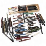 A large quantity of fountain pens, spare pen parts, many gold nibs, all for spares and repairs