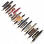 10 vintage fountain pens, including Non-Stop, 5 x Wyvern, Hema, Tibaldi, Edesta and Waterman 1