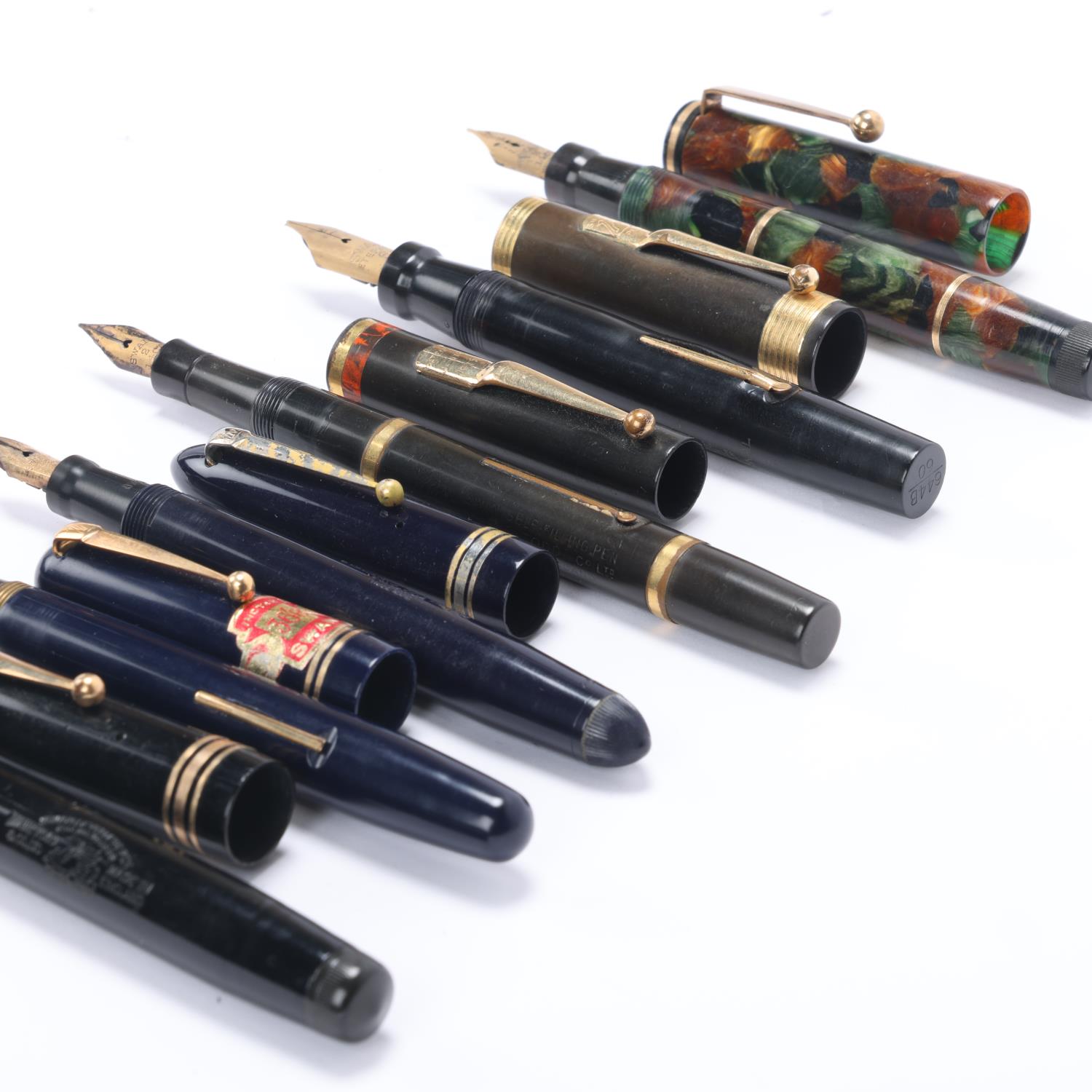 6 vintage Mabie, Todd & Co / Swan fountain pens, models include, Leverless, Self-Filler, Eternal, - Bild 3 aus 4