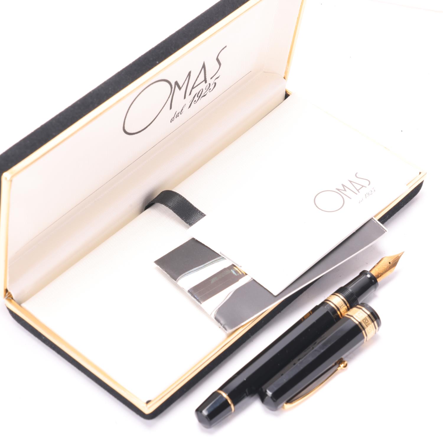 An Omas Dama fountain pen, with 14ct EF nib and black resin piston fill body, boxed with papers Very - Image 3 of 4