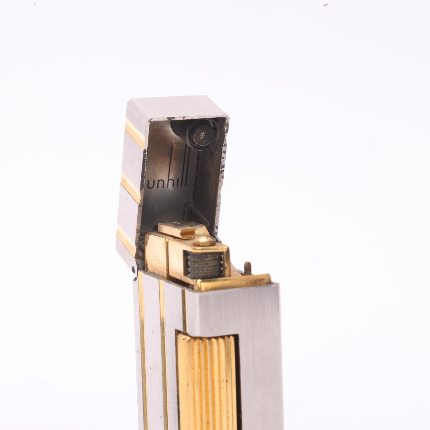 A vintage Dunhill Rollagas silver and gold plated lighter, in Dunhill leather slip-case, makers - Bild 4 aus 4