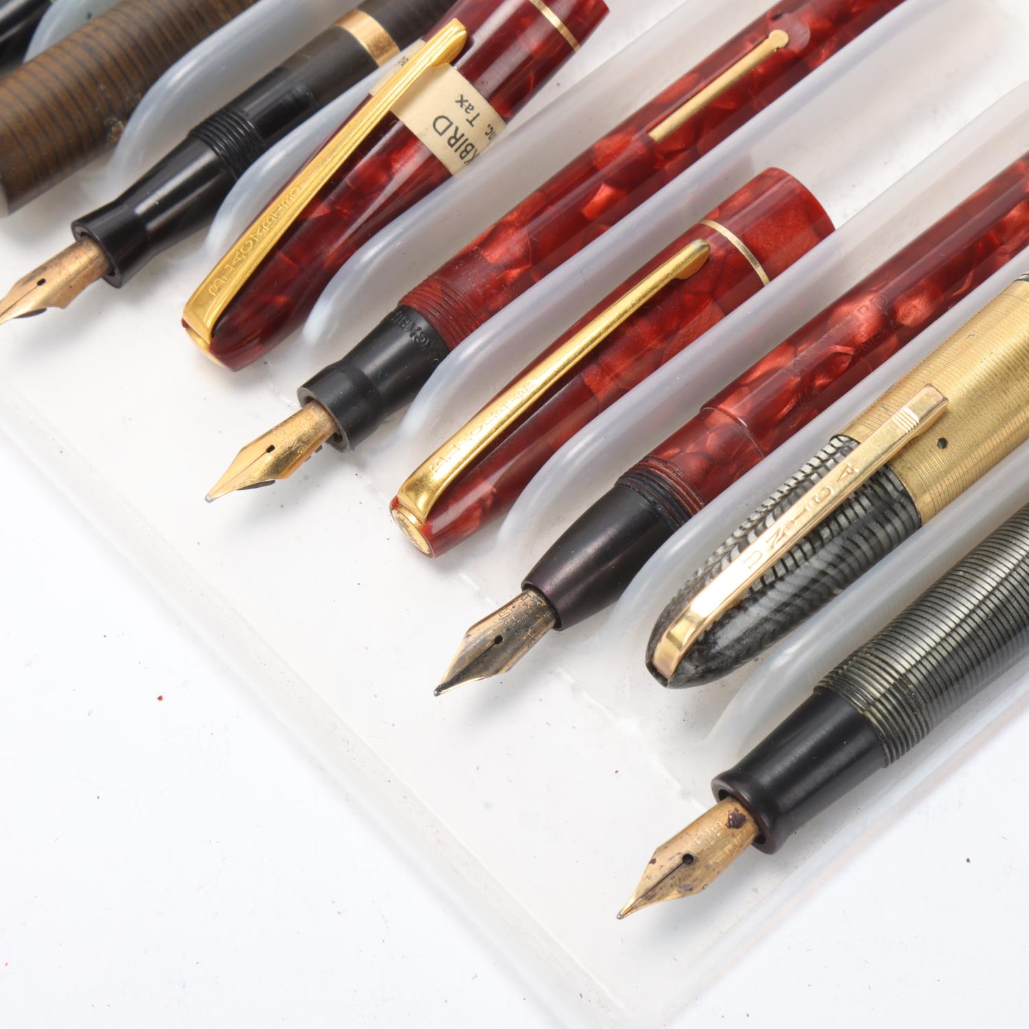 6 vintage fountain pens, 4x Mabie, Todd & Co. - Blackbird, 1 Boots and a Unica, all with 14ct gold - Image 2 of 4