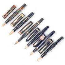 6 vintage Mabie, Todd & Co / Swan fountain pens, models include, Leverless, Self-Filler, Eternal,