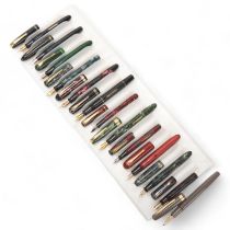 13 vintage Burnham fountain pens, including models, No65, No44, No50, No60, most with 14ct nibs Most