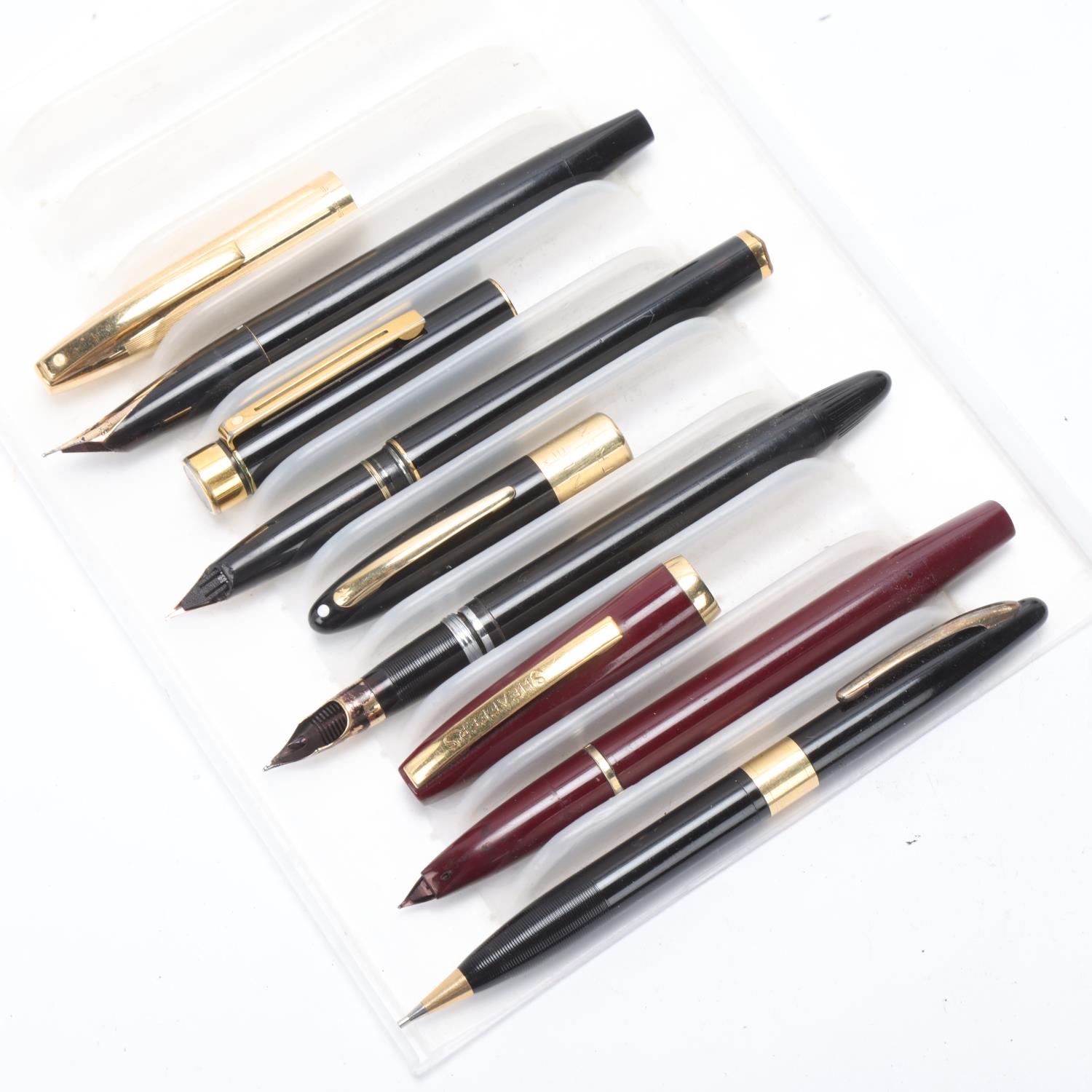 4 vintage Sheaffer fountain pens and a Schaffer's 500 pencil, all pens with 14k nib, 1 pen with - Image 4 of 4