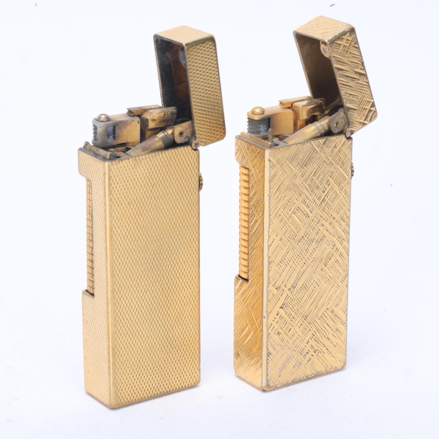 2 vintage Dunhill gold plated Rollagas lighters, makers marks to base, length 6.3cm Both appear in - Bild 2 aus 4