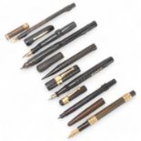 7 early 20th century fountain pens, including eye dropper models and others, The Stafford Pen,