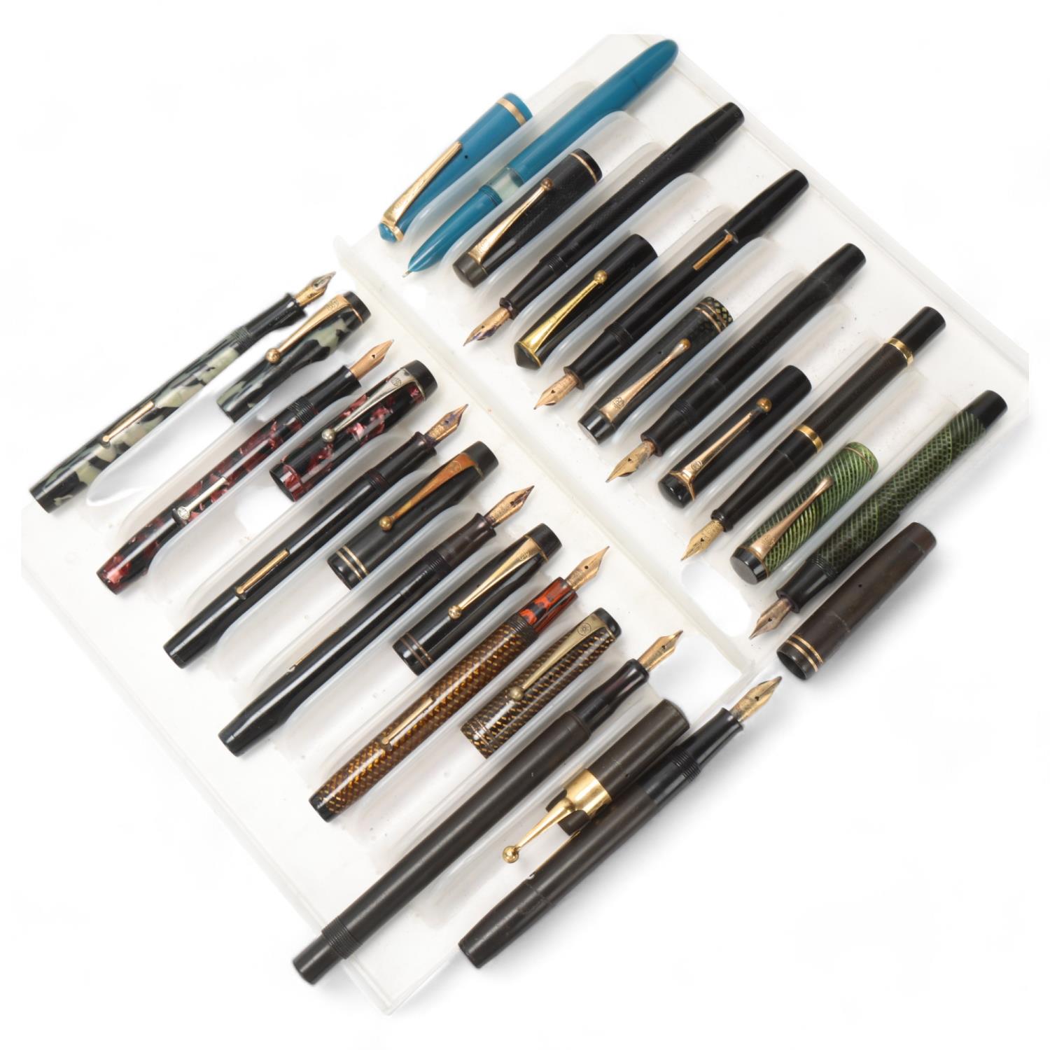 13 vintage De La Rue, Onoto fountain pens, from early 20th to mid 20th century, models, include