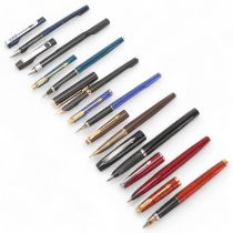 9 Parker fountain pens, 1970s' to 1990s' Good untested condition, some wear commensurate with age