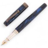 A Montegrappa fountain pen, model Z300/XMB-FP B, marble blue resin body with 18ct gold M nib and