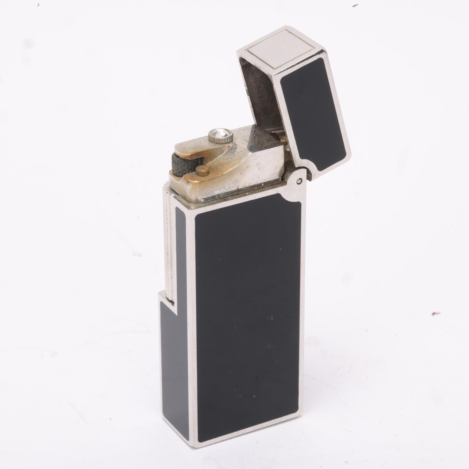 **WITHDRAWN** A vintage Dunhill silver plated Rollagas lighter, with black lacquer detail - Image 2 of 4