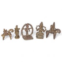 A group of cast bronze and metal figures, including a study of Ganesh, an African Dogon, etc (5)