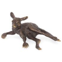 Pete Smit, cast bronze study of a kangaroo, L11cm