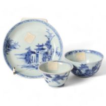 The Nanking Cargo and Vung Tao Cargo, 3 Oriental blue and white items, including a circular dish