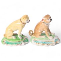 Derby, a 19th century porcelain study of a seated Pug on its haunches, with a painted collar, L8.