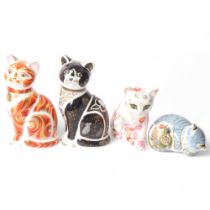 Royal Crown Derby, a collection of 4 cat paperweights, including War Cat, a limited edition 434 of