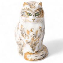 Royal Crown Derby, a model of a cat paperweight "Fifi", with gold stopper, H13.3cm Good condition