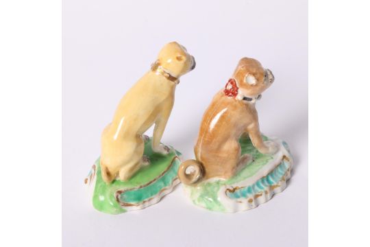 Derby, a 19th century porcelain study of a seated Pug on its haunches, with a painted collar, L8. - Image 2 of 2