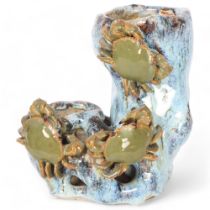 A Chinese pottery turquoise glazed crab vase, H18.5cm