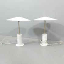 HEAL'S - a pair of minimalist Selena LED table lamps, with marble base and brass column. RRP £199