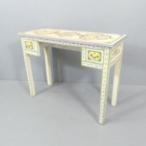 A Moroccan style painted pine desk. 100z76z40cm.