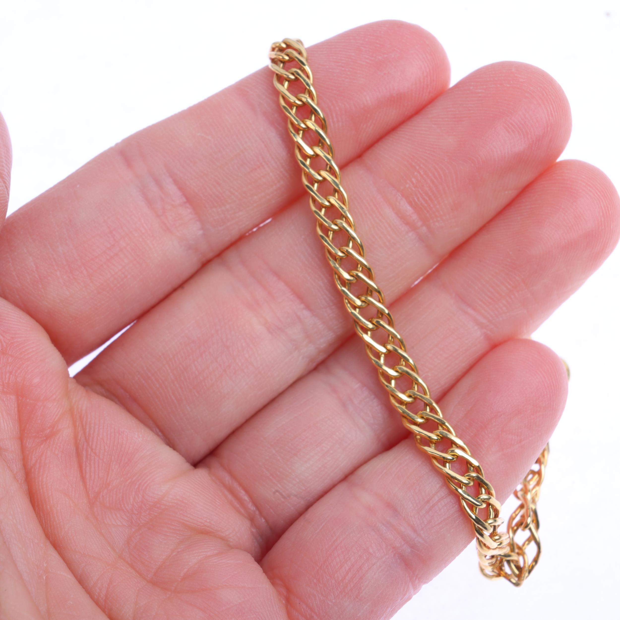 An Italian 9ct gold double curb link chain bracelet, 18cm, 2.4g Condition Report: No damage or - Image 4 of 4