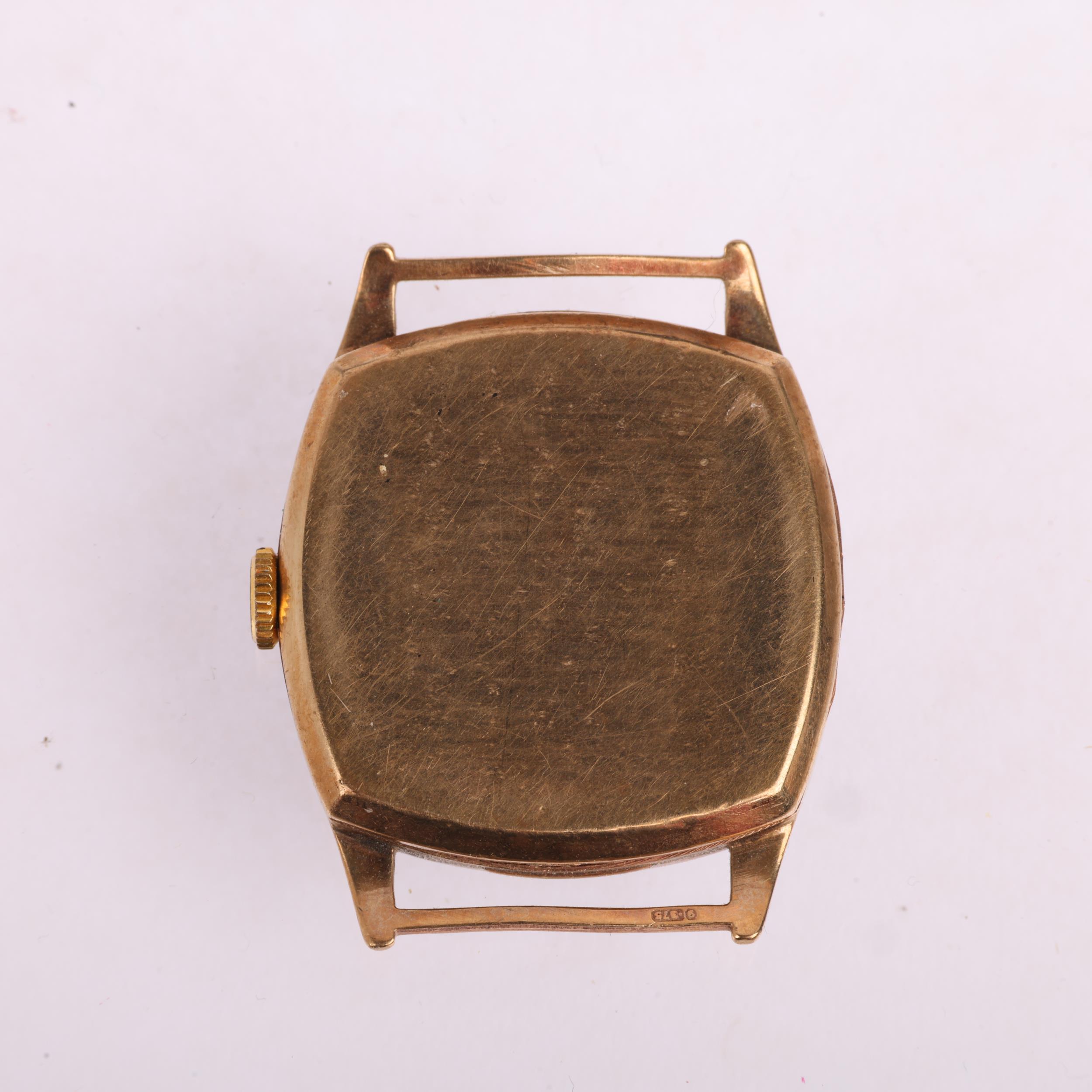 RECORD - a 9ct gold mechanical wristwatch head, circa 1960s, silvered dial with gilt Arabic - Image 2 of 5