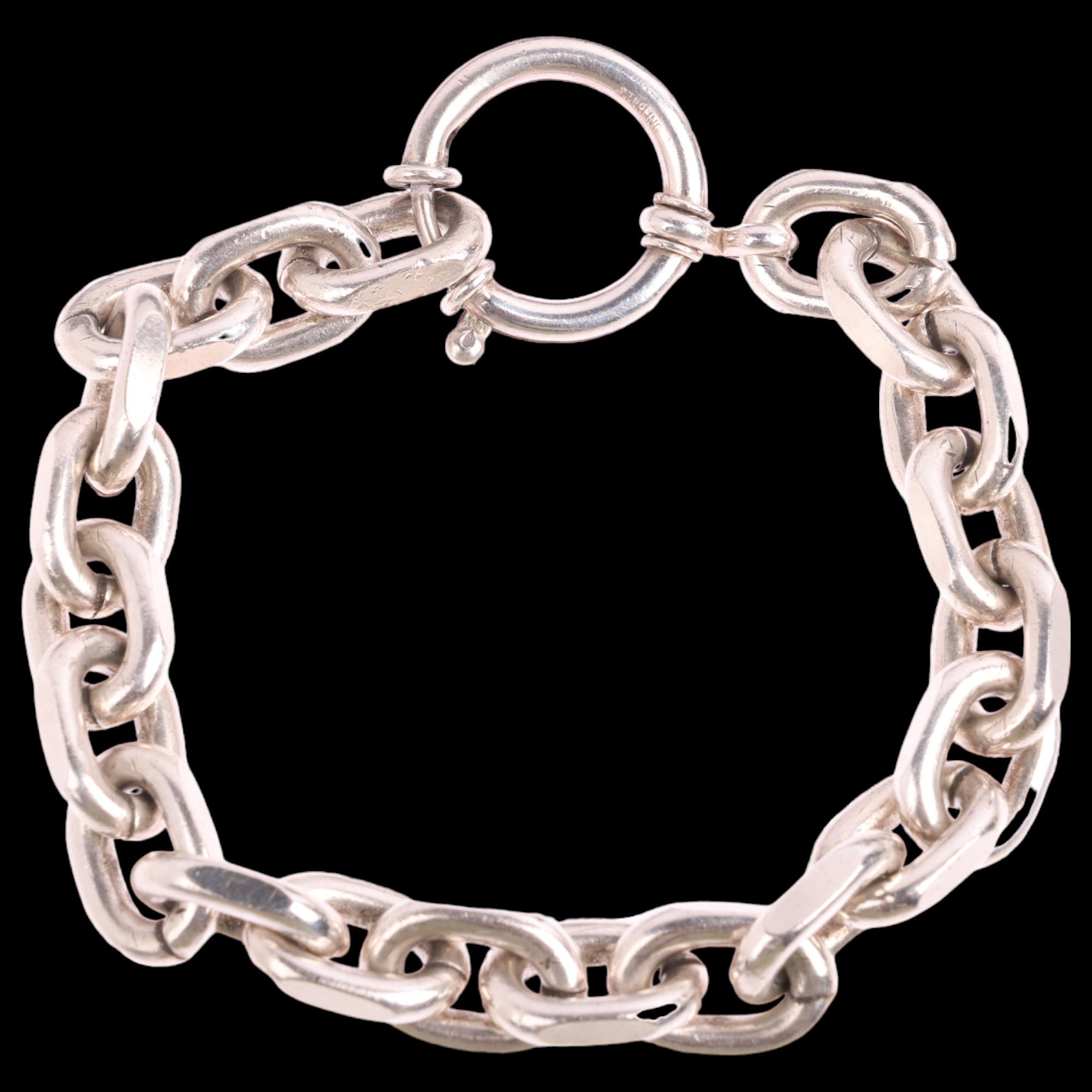 A Danish sterling silver anchor cable link chain bracelet, 19cm, 45.54g Condition Report: No